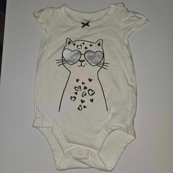 5/20 Carter's 9 months Toddler Love Glasses White Cotton Onesie Romper Bodysuit - Picture 1 of 2